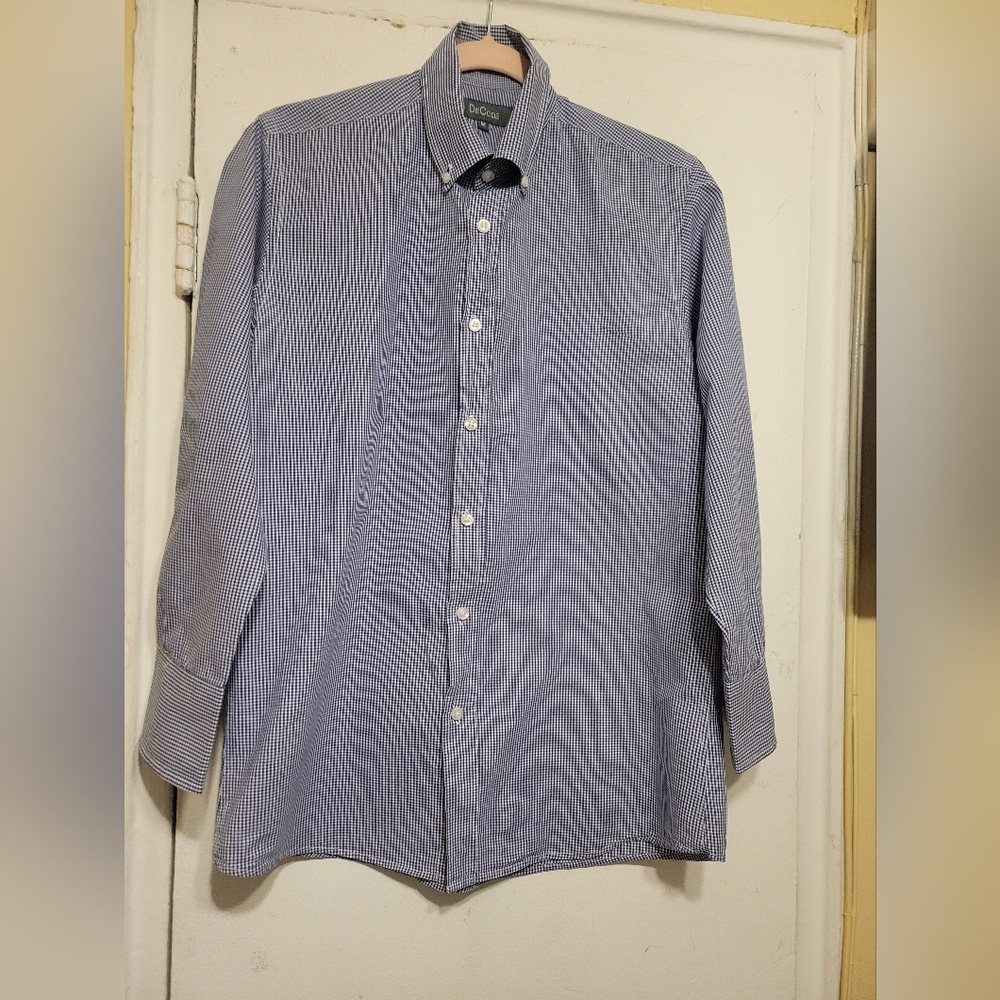 DeCode Men's Longsleeve Classic Navy Striped Button Dowm Shirt Size M